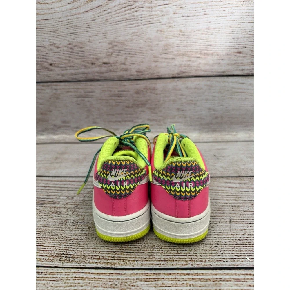 Nike Air Force 1 Low GS Pink Blast Volt Shoes Size 4Y CW5761-600 Used